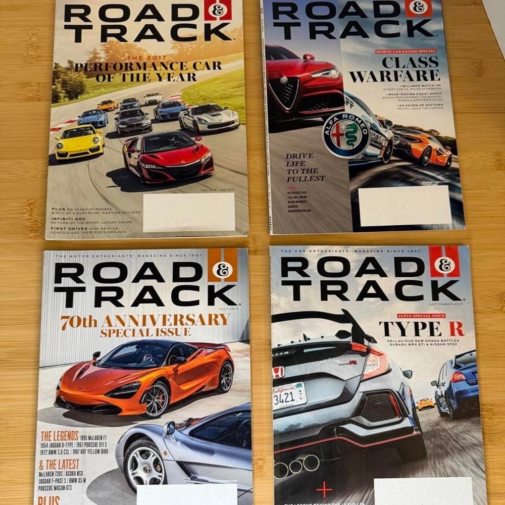 Road & Track Magazine Lot Bundle of 4 Issues 2016-17 Performance Car of the Year